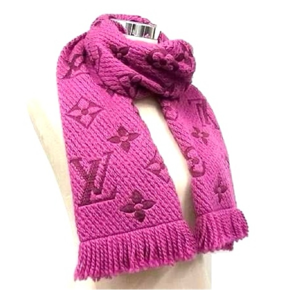 Hard to find PINK!! LOUIS VUITTON M70461 Echarpe Logomania Scarf